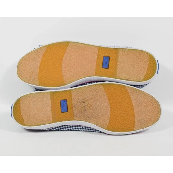 Keds Blue White Gingham Check Bow Slip On Tennis Shoes Sz 7 - Picture 5 of 5